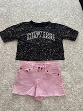 Mini Boden Pink Denim Short Regular Size 6 Girls Adjustable Waist 100 Cotton