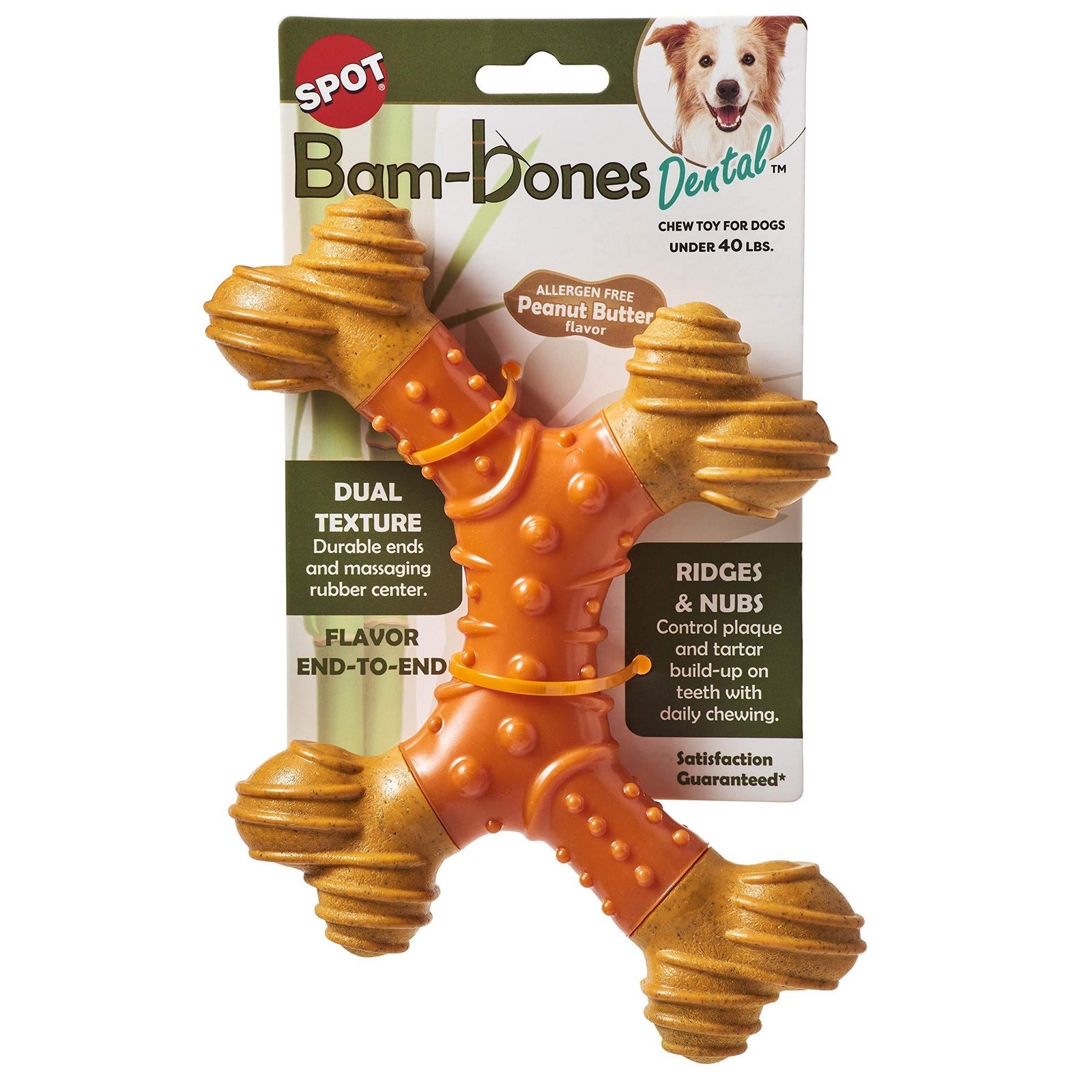 Ethical Products Bam-Bones Dental X-Bone Dog Chew Toy, 8", P