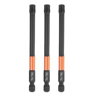 3pcs T40 Torx Head Screwdriver Bit 4'' Long 1/4'' Hex Shank Magnetic Screw Driver