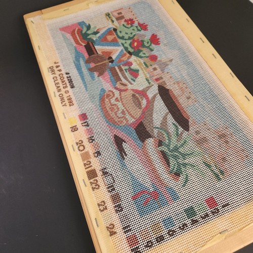 J & P Coats 1992 Needlepoint Canvas Southwestern Still Life #22809 on Stretcher