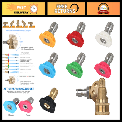 #ad Pressure Washer Quick Connect Coupler Kit 7 Nozzle Tips amp; Pivot Adapter 4500 P $33.99