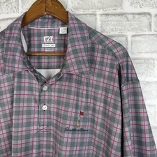 Southern Dunes x Cutter Buck DryTec Gay & Pink Plaid Performance Golf Polo 2XL