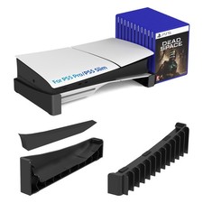 ZYTHRONE Horizontal Stand for PS5 Slim  Pro Console and Hold 12 Pcs Black