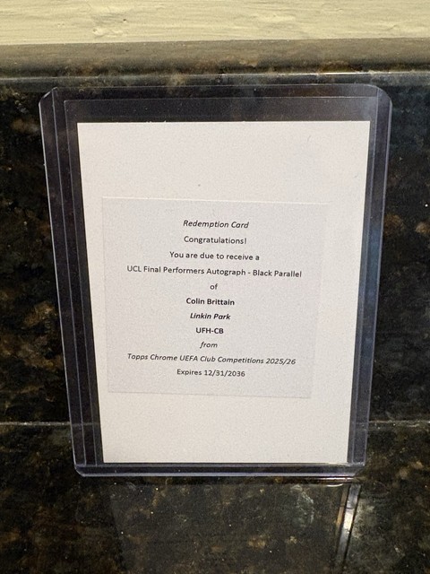 2025-26 Topps Chrome UCL Final Performers Auto Colin Brittain Linkin Park /10