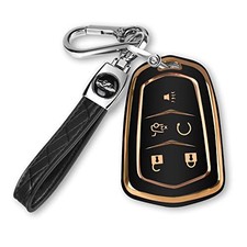 For Cadillac Key Fob Cover with Keychain TPU Protector Suitable for Black