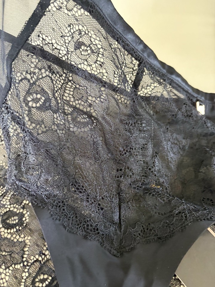 M&S Rosie for Autograph Nude Rose Collec Lace Low Rise Shorts Black