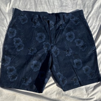 Joseph Abboud Bermuda Shorts Linen Cotton Tropical Floral Blue Men