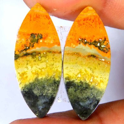 20.80Ct.100%Natural Great Collection Bumble Bee Jasper Eclipse Matched Pair Gems