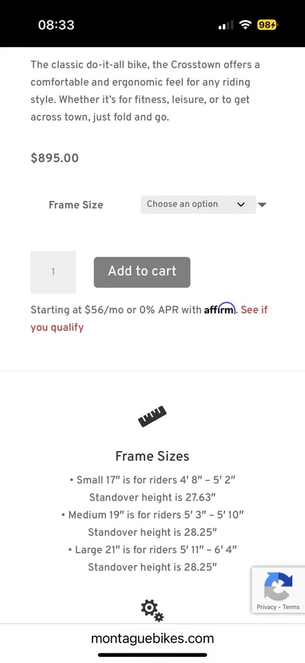 Bicicleta plegable de tamaño completo y estuche blando Montague Crosstown tamaño grande de 21” nunca usada Foto 4 de 4