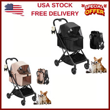 Pet Stroller for Dogs  Cats,Lightweight Foldable Dog Stroller W/4 Wheels,50 LBS