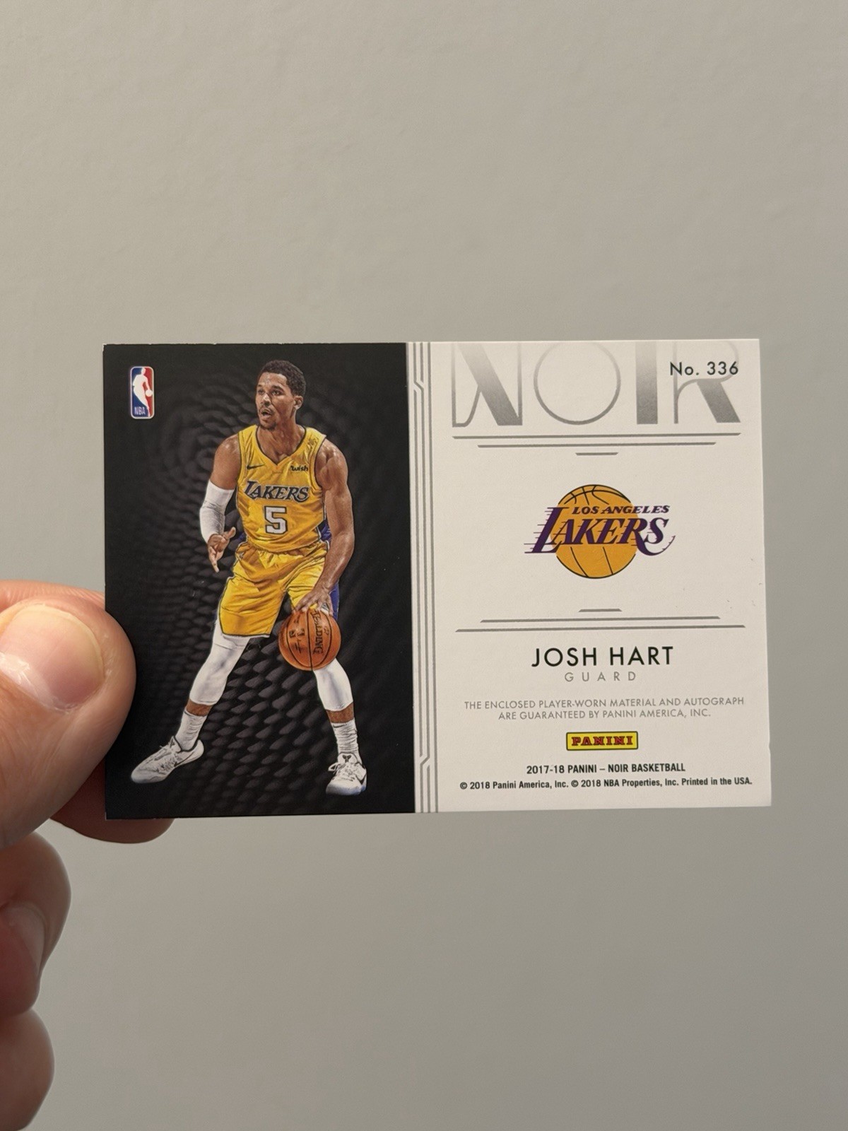 2017-18 Panini Noir Josh Hart Logoman Tag Patch Auto /5 Rookie (AU,RC) view 2