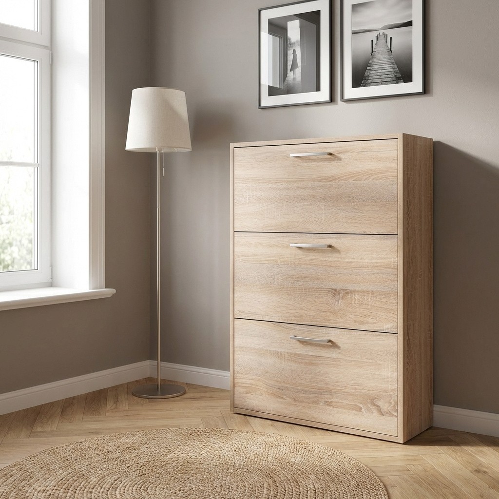 Scarpiera 65x25x120 cm Composad Kavala 3 Ante Rovere Artisan Slim