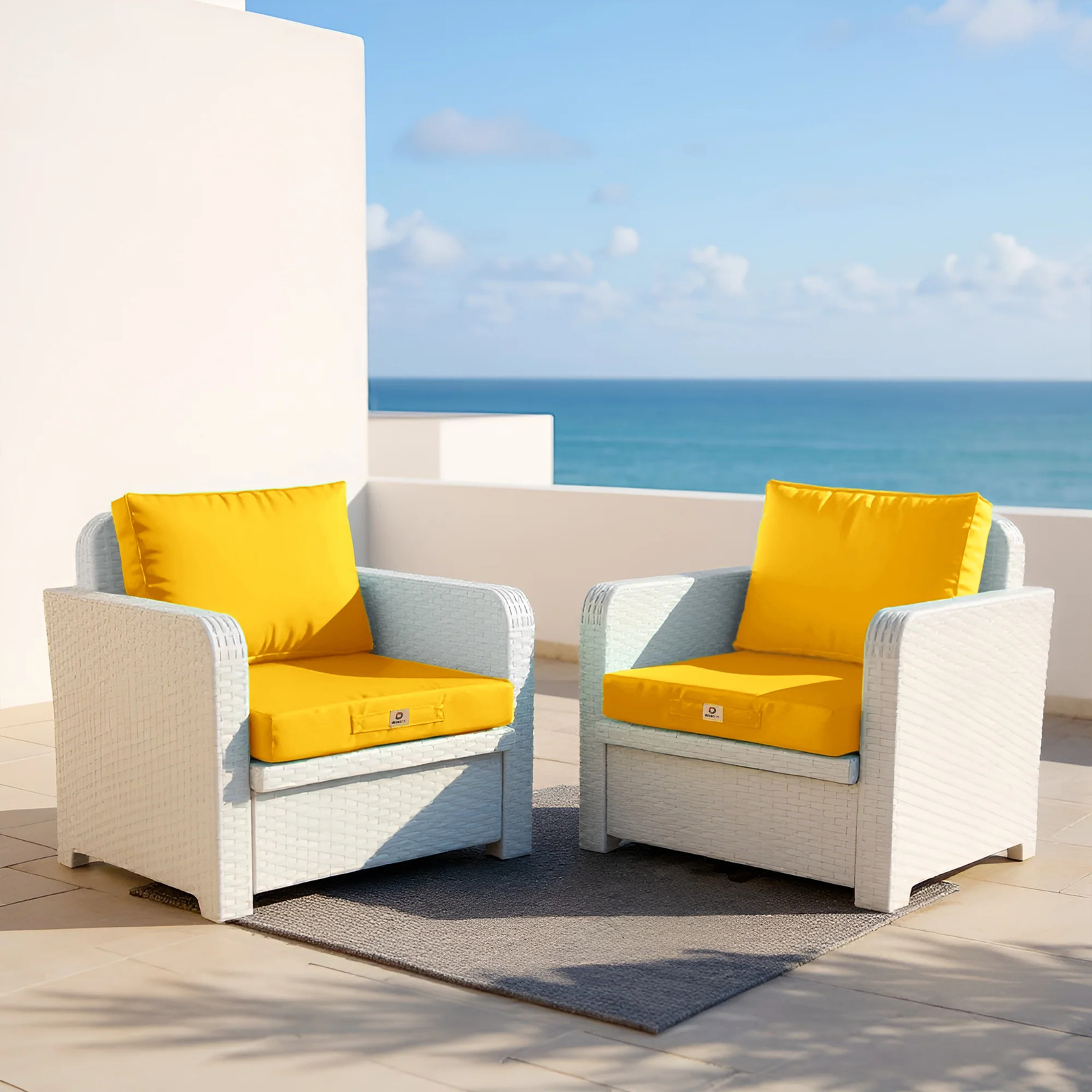 Coussin de jardin 50x60 cm jaune pour remplacer les assises usées de salon extérieur