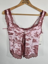 Top corsé bustier de encaje rosa rosa para mujer Urban Outfitters Out from Under S nuevo con etiquetas