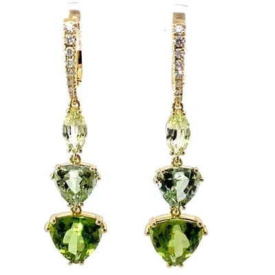 Chrysoberyll Turmalin Peridot Brillant Ohrhänger 750er Gelbgold 10 ct AAA+...ung - Bild 1 von 4