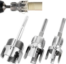 PVC Pipe Threader Kit, 3 Piece Set, 1/2" 3/4" 1" NPT Sizes, Dual-Function Intern