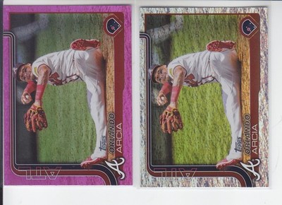 2 - 2025 Topps ORLANDO ARCIA Pink HoloFoil + Silver Holo Foil Braves #154