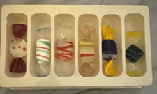 Vintage Murano Style Art Glass Candy Pieces Hand Blown Box of 6