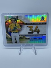 2023 Bowman #BTP-34 Tyler Soderstrom Bowman Scouts Top 100 Chrome Athletics RC