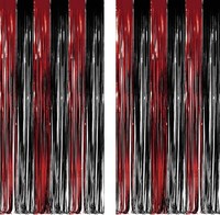 Halloween Vorhang Schwarz Rot Metallic Fransen Luftschlangen Fotowand