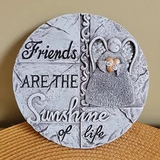 Ceramic Stepping Stone Garden Rock Plaque Friends Are The Sunshine Of Life Angel