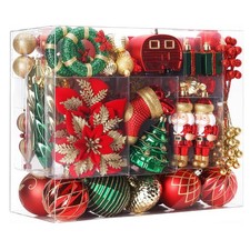 135pcs Christmas Balls Ornaments Set, Shatterproof Plastic Baubles, Ribbon an...