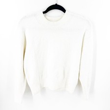 Other Stories Paris Atelier Off White Cotton Wool Blend Crew Neck Sweater S