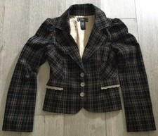 Vintage Guess Plaid Blazer Jacket Satin Lined Size Women’s Small