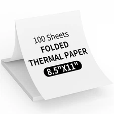 100 Sheets 8.5x11 Thermal Printer Paper, US Letter, Folding, Continuous, A4