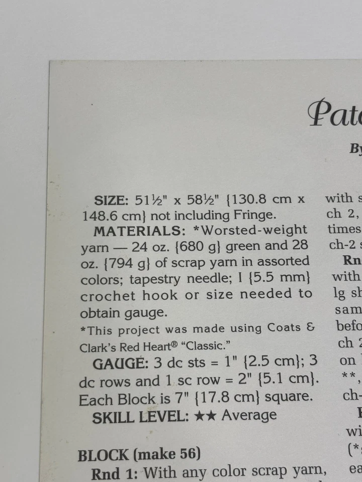 Patchwork Quilt Take Along Blocks Afghan Crochet Pattern Card Needlecraft Shop - Image 2 of 4