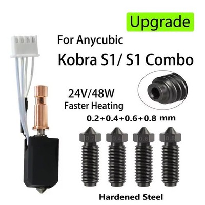 Hot End Kit for Anycubic Kobra S1/S1 Combo Nozzle 3D Printer Upgrade Parts