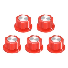 5pcs 6.4mm Shaft Hole Potentiometer Control Rotary Knobs Effect Pedal Knobs Red