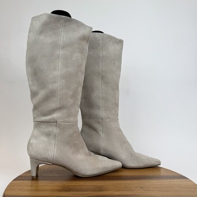 New Womens Steve Madden Dagne Beige Suede Knee High Heeled Boots Size 7 M NWOB