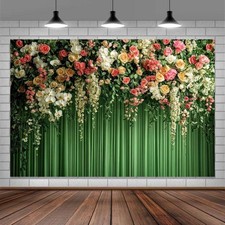 7x5ft Flower Backdrop Green Spring Floral Photo Background Baby Shower