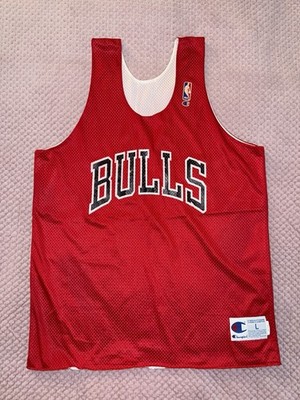 Vintage Champion Chicago Bulls Practice Jersey L 90s Rare Jordan