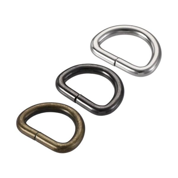 Metall D-Ring 20Mm Schnalle Silberton, Bronzeton, Schwarz (Insgesamt 30 StüCk)-image