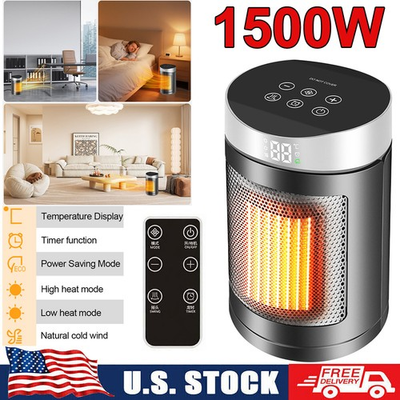 #ad 1500W Space Heater Portable Electric Heater for Indoor Use w Thermostat Remote $29.99