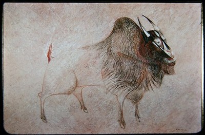 4x 35mm Dias - Morris Graves Bird Paintings & Altamira Cave Bison - 1955