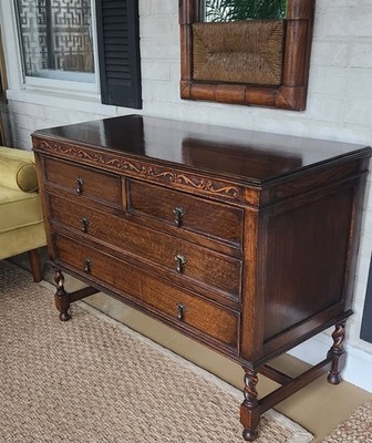 Antique English Jacobean Revival Oak Chest of Drawers