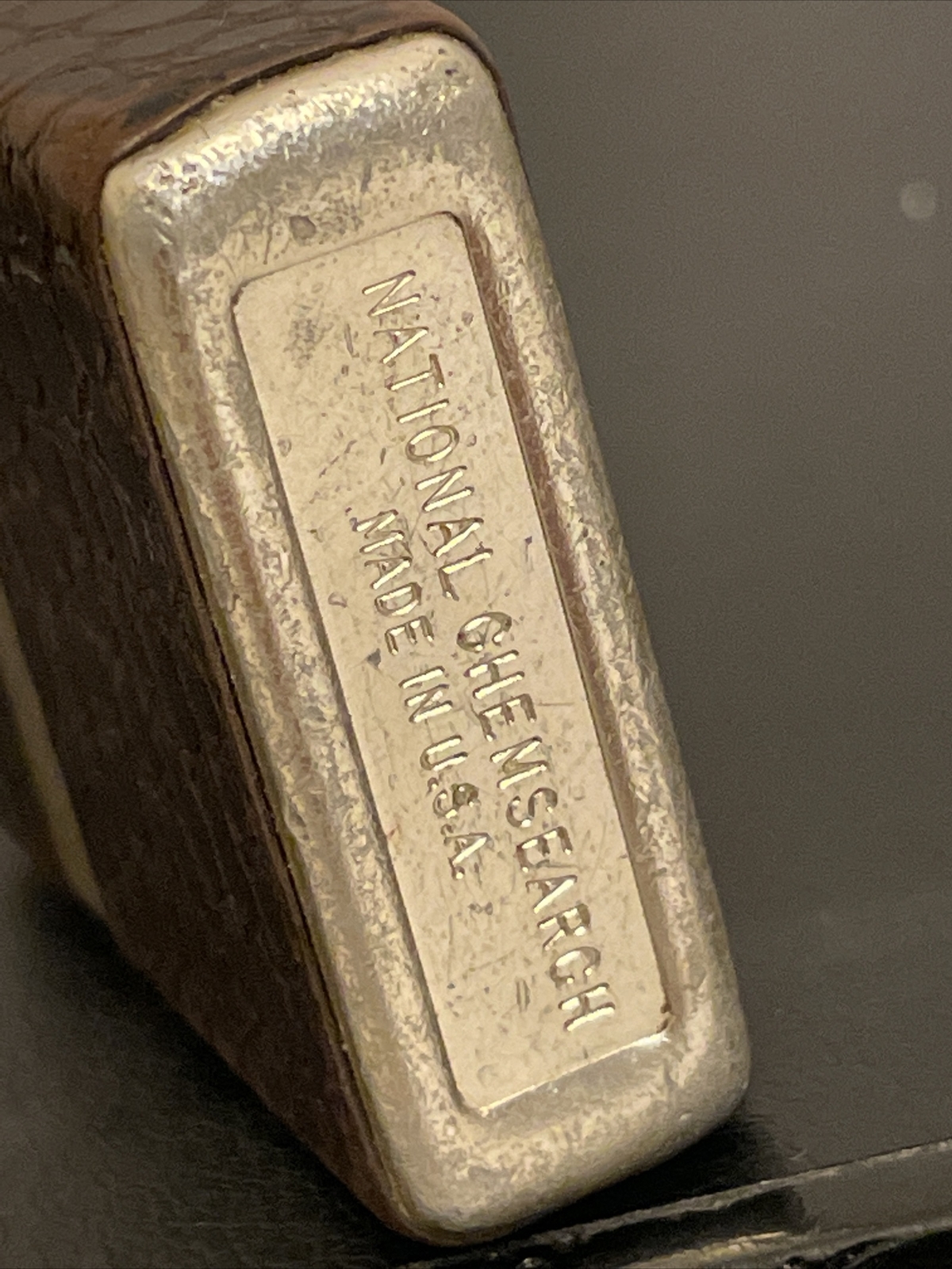 Vintage NATIONAL CHEMSEARCH Leather Wrapped Cigarette Lighter