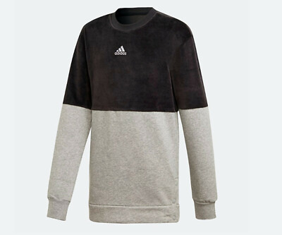 MÄDCHEN ADIDAS ID LANGES CREW SWEATSHIRT PULLOVER OBERTEIL SCHWARZ GRAU ALTER 7-8 NEU LETZTE 1