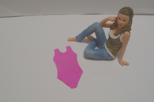 Dollhouse Miniature Doll 1:12" Scale Pink One Piece Bathing Suit