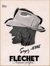 Flechet  Hat  Facon Marree Mens Fashion  French Vintage Print Ad