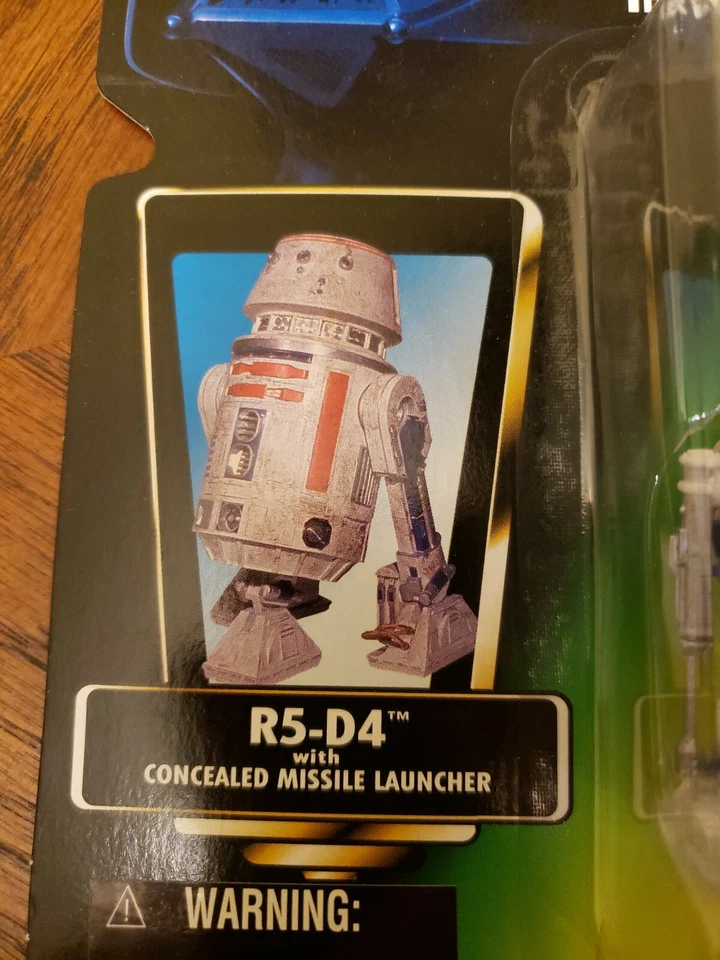 1996 Kenner Star Wars POTF2 R5-D4 Green Card Warning Label & Straight Latch MOC - Image 2 of 3
