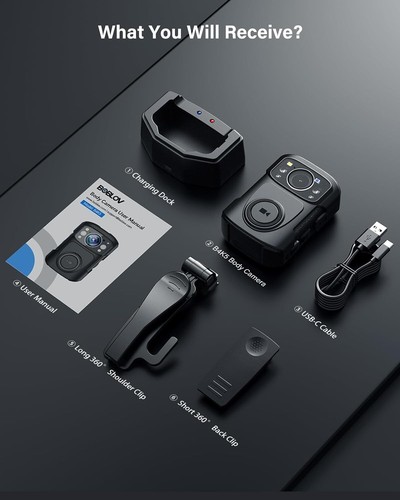 BOBLOV 2K Body Camera 1296P Night Vision Full HD Audio For Security Guard - Picture 7 of 9