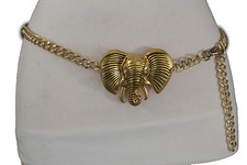 Women Gold Metal Chain Fashion Belt Hip Waist African Elephant Buckle S M L XL
