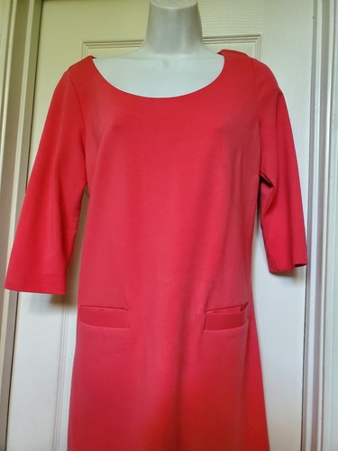 Kate Spade Coral Pink Shift Dress , 3/4 Sleeves And Front Pockets size M - Picture 5 of 14