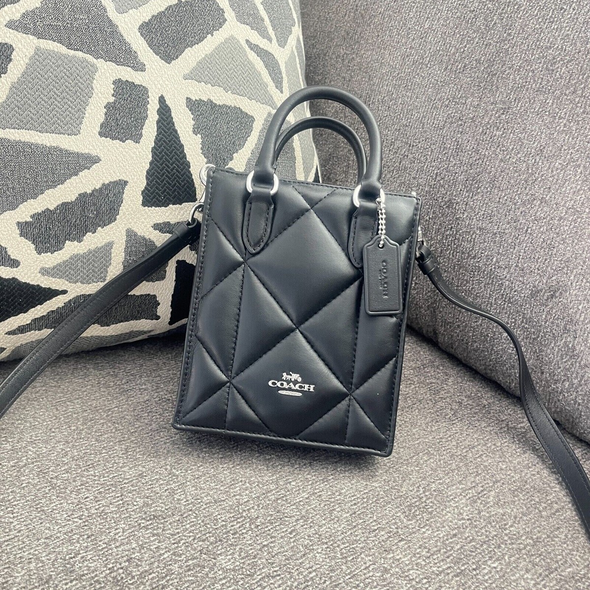 【COACH】North South Mini Tote With Puffy Diamond Quilting!! Coach North South Mini Tote With Puffy Diamond Quilting