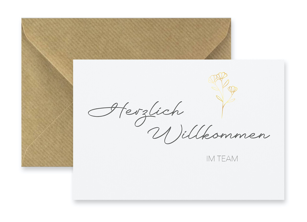 1 Premium Karte Herzlich Willkommen im Team, neue Kollegin Kollege Willkommen