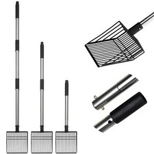 Fast Sifting Cat Litter Scoop - Long Handle Kitty Metal Scooper with Deep Sho...